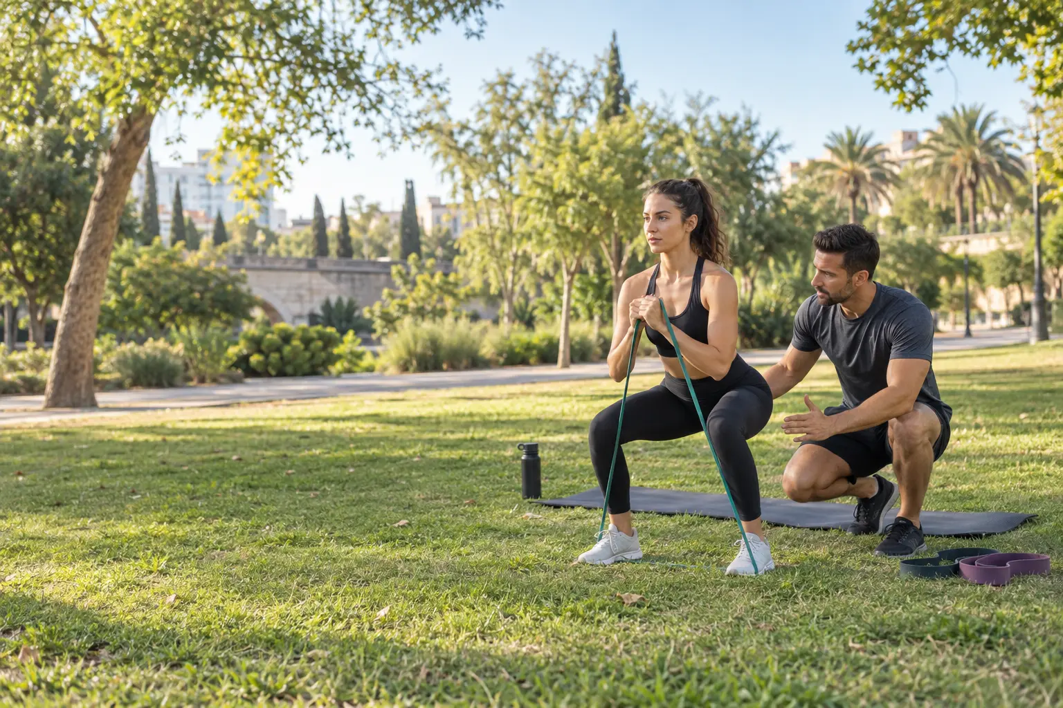Sesión de entrenamiento personal al aire libre en Valencia