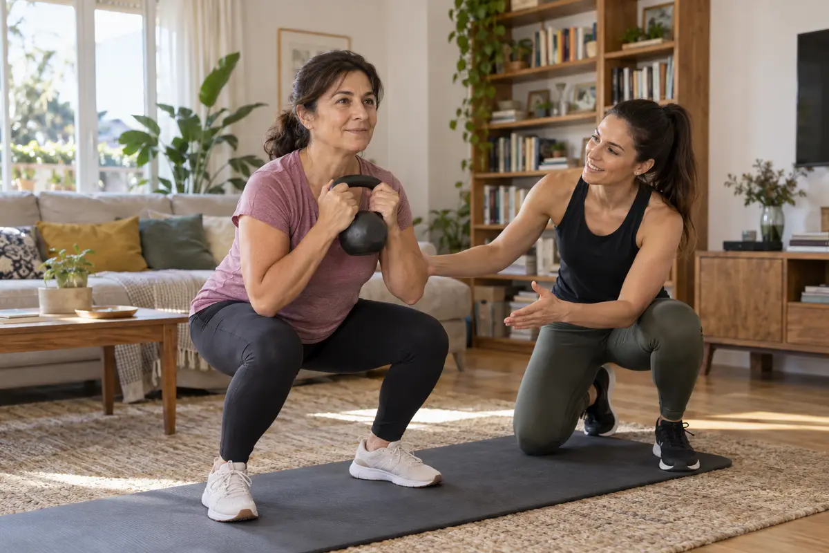Sesión de entrenamiento personal en un domicilio